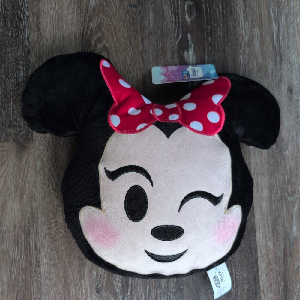 NWT Disney Emoji Blitz Minnie Mouse Plush Pillow 14" Ear-to-Ear Stuffed Toy
